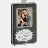Chalkboard Rustic First-kerstcouple Ornament (Rechts)