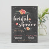 Chalkboard Rustic Floral Bridal Shower Kaart (Staand voorkant)