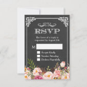  Chalkboard Rustic Floral Decor RSVP Antwoord (Voorkant)