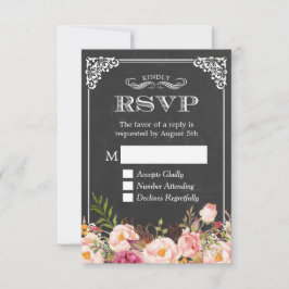  Chalkboard Rustic Floral Decor RSVP Antwoord