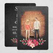 Chalkboard Rustic Floral Save the Date Typografie Kaart (Voorkant / Achterkant)