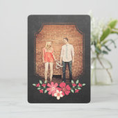 Chalkboard Rustic Floral Save the Date Typografie Kaart (Staand voorkant)