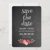 Chalkboard Rustic Floral Save the Date Typografie Kaart (Achterkant)