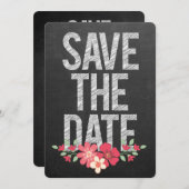 Chalkboard Rustic Floral Save the Date Typografie Kaart (Voorkant / Achterkant)