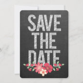 Chalkboard Rustic Floral Save the Date Typografie Kaart (Voorkant)