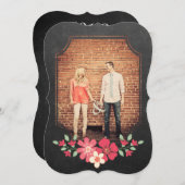 Chalkboard Rustic Floral Save the Date Typografie Kaart (Voorkant / Achterkant)