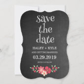 Chalkboard Rustic Floral Save the Date Typografie Kaart (Achterkant)