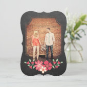 Chalkboard Rustic Floral Save the Date Typografie Kaart (Staand voorkant)