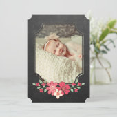 Chalkboard Rustic Floral Typography Sip N Zie Kaart (Staand voorkant)