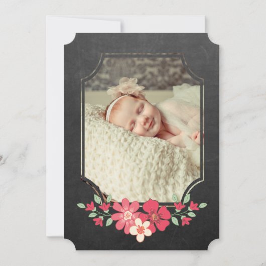 Chalkboard Rustic Floral Typography Sip N Zie Kaart (Voorkant)