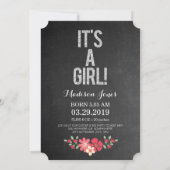 Chalkboard Rustic Floral Typography Sip N Zie Kaart (Achterkant)
