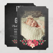 Chalkboard Rustic Floral Typography Sip N Zie Kaart (Voorkant / Achterkant)