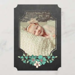 Chalkboard Rustic Floral Typography Sip N Zie Kaart