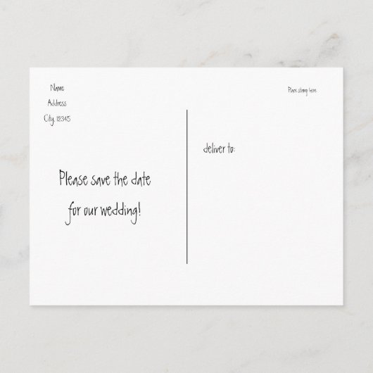 Chalkboard Rustic Licht Briefkaart sparen de Datum (Achterkant)