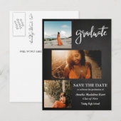 Chalkboard Rustic | Opslaan van de graduatiepartij Aankondigingskaart (Voorkant / Achterkant)