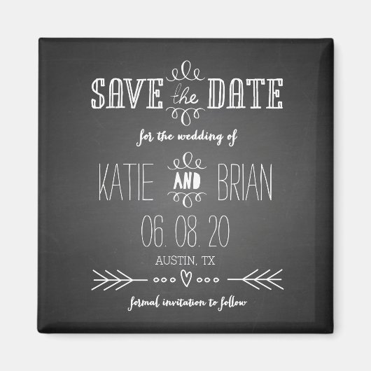 Chalkboard Rustic Save the Date Magnet (Voorkant)