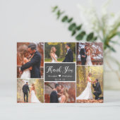 Chalkboard Rustic Script 6 Photo Collage Wedding Bedankkaart (Staand voorkant)