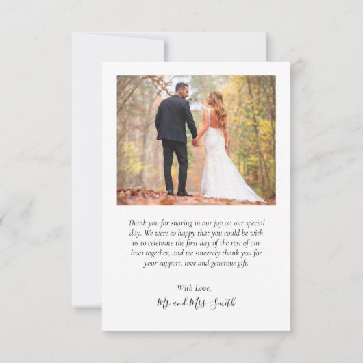 Chalkboard Rustic Script 6 Photo Collage Wedding Bedankkaart (Achterkant)