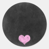Chalkboard Rustic Shabby Chic Pink Chalk Heart Ronde Sticker (Voorkant)
