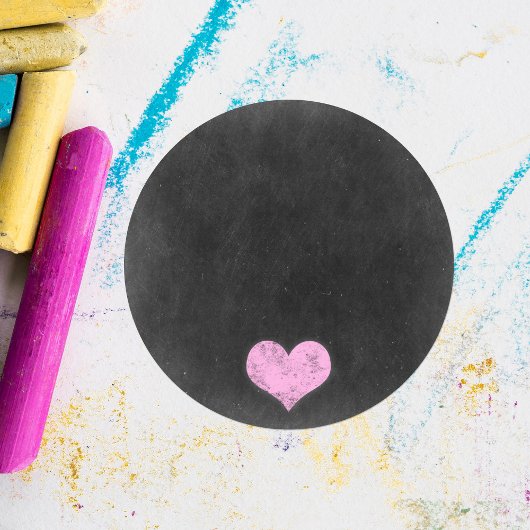 Chalkboard Rustic Shabby Chic Pink Chalk Heart Ronde Sticker