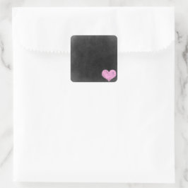 Chalkboard Rustic Shabby Chic Pink Chalk Heart Vierkante Sticker