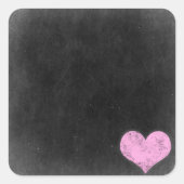 Chalkboard Rustic Shabby Chic Pink Chalk Heart Vierkante Sticker (Voorkant)