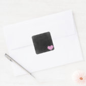 Chalkboard Rustic Shabby Chic Pink Chalk Heart Vierkante Sticker (Envelop)