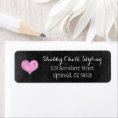 Chalkboard Rustic Shabby Pink Heart Return Address Etiket (Insitu)