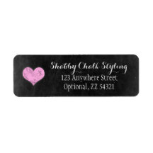 Chalkboard Rustic Shabby Pink Heart Return Address