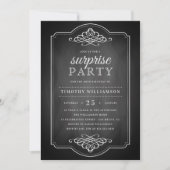  Chalkboard Rustic Surprise Birthday Party Kaart (Voorkant)