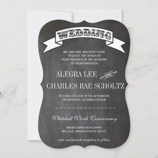Chalkboard RUSTIC  Typografie Invite Kaart (Voorkant)