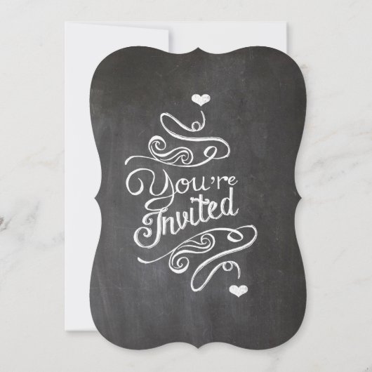 Chalkboard RUSTIC  Typografie Invite Kaart (Achterkant)
