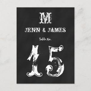 Chalkboard Rustic Wedding Table Number Card Briefkaart
