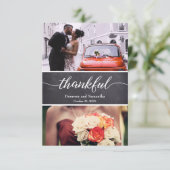 Chalkboard Rustic Wedding Thankful Script Bedankkaart (Staand voorkant)