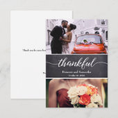 Chalkboard Rustic Wedding Thankful Script Bedankkaart (Voorkant / Achterkant)