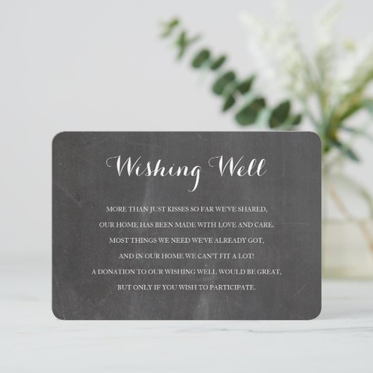 Chalkboard rustic Wishing well bruiloft insert car Informatiekaartje (Staand voorkant)
