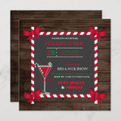 Chalkboard Rustic Wood Cocktail Holiday Party Kaart (Voorkant / Achterkant)
