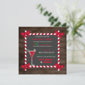 Chalkboard Rustic Wood Cocktail Holiday Party Kaart (Staand voorkant)