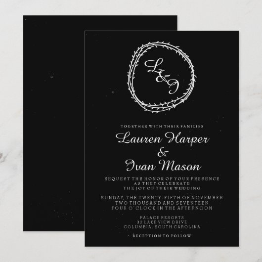 Chalkboard Rustic Wreath Wedding Uitnodiging (Voorkant / Achterkant)