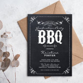 Chalkboard rustieke  afstudeerfeest BBQ Kaart