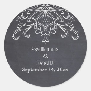 Chalkboard  rustieke bruiloft Save the Date Ronde Sticker
