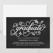 Chalkboard rustieke kalligrafie afstudeerfeest kaart (Voorkant / Achterkant)
