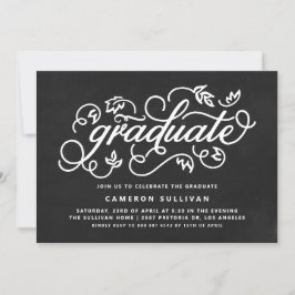 Chalkboard rustieke kalligrafie afstudeerfeest kaart