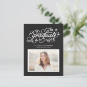 Chalkboard rustieke kalligrafie foto Afstuderen Aankondigingskaart (Staand voorkant)