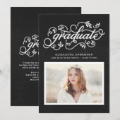 Chalkboard rustieke kalligrafie foto Afstuderen Kaart (Voorkant / Achterkant)