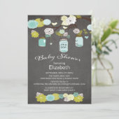Chalkboard rustieke land Mason Jar Baby shower Kaart (Staand voorkant)