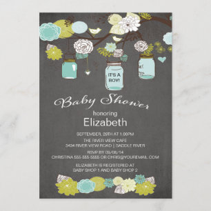 Chalkboard rustieke land Mason Jar Baby shower Kaart