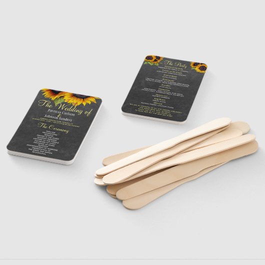 Chalkboard rustieke zonnebloemen chique bruiloft p handwaaier (Niet-gemonteerd)
