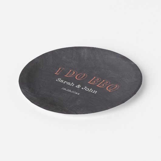 Chalkboard Rustisch Land I Do BBQ Papieren Bordje (Gekanteld)