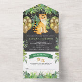 Chalkboard Safari Balloons Tiger Cub Baby shower All In One Uitnodiging (Binnen)